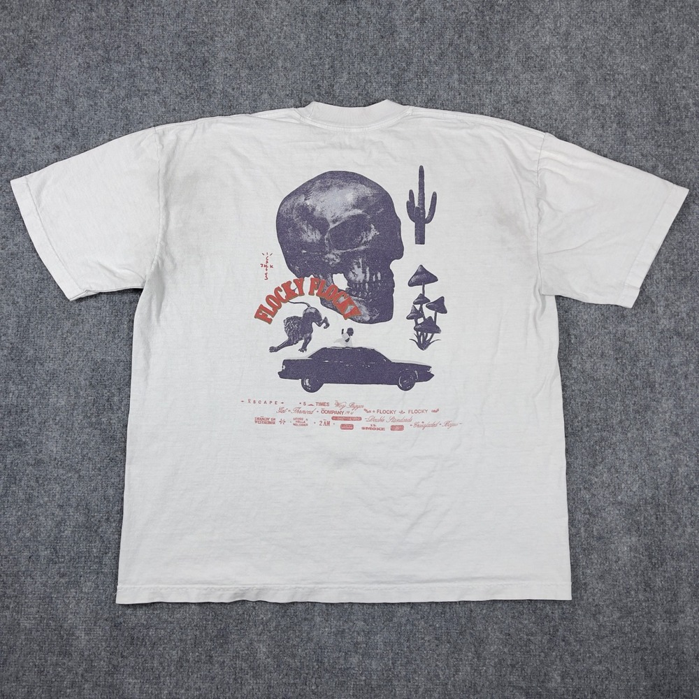 Travis Scott Cactus Jack Don Toliver Tee Mens XL Cream Flocky Flocky Graphic